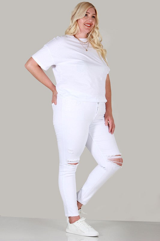 PLUS SIZE SKINNY JEANS WHITE