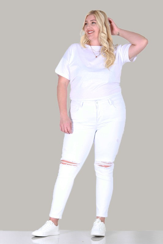 PLUS SIZE SKINNY JEANS WHITE