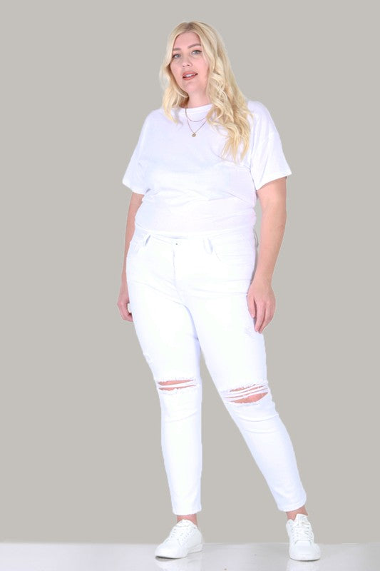 PLUS SIZE SKINNY JEANS WHITE