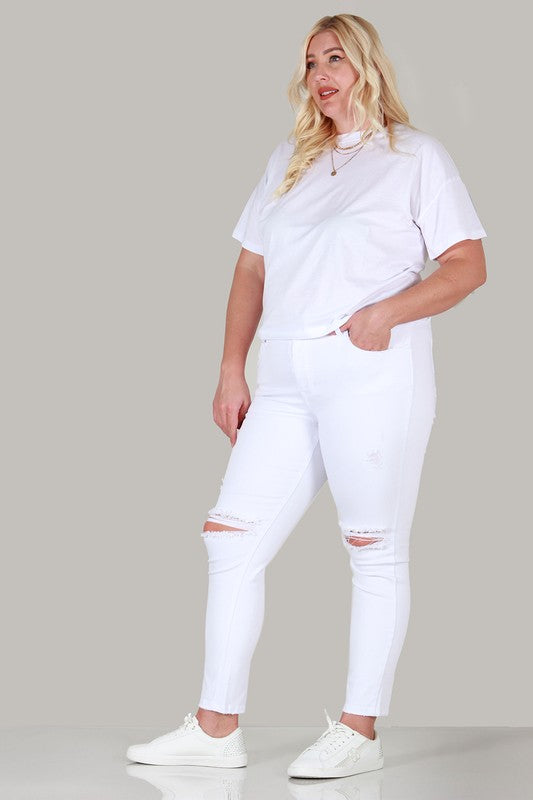 PLUS SIZE SKINNY JEANS WHITE