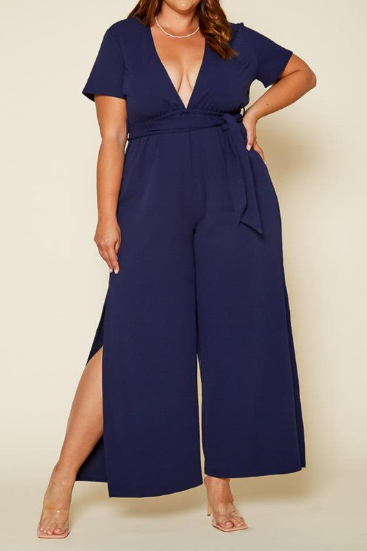 Plus Size Side Slit Jumpsuit