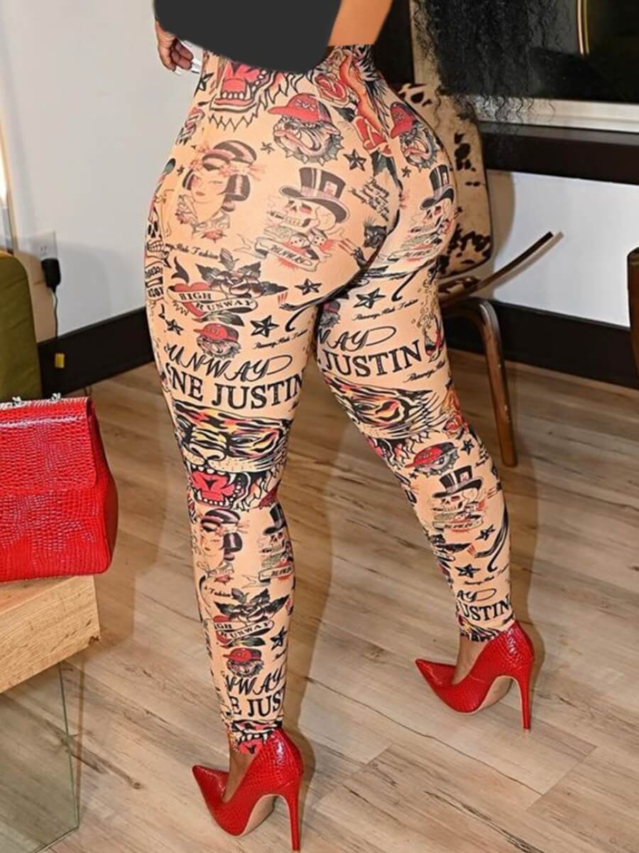 Patchwork Print Stretchy Pants