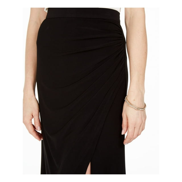 ADRIANNA PAPELL Gathered Full-Length Evening Pencil Skirt Black 6