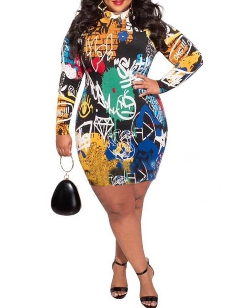 Graffiti Letter Print Dress