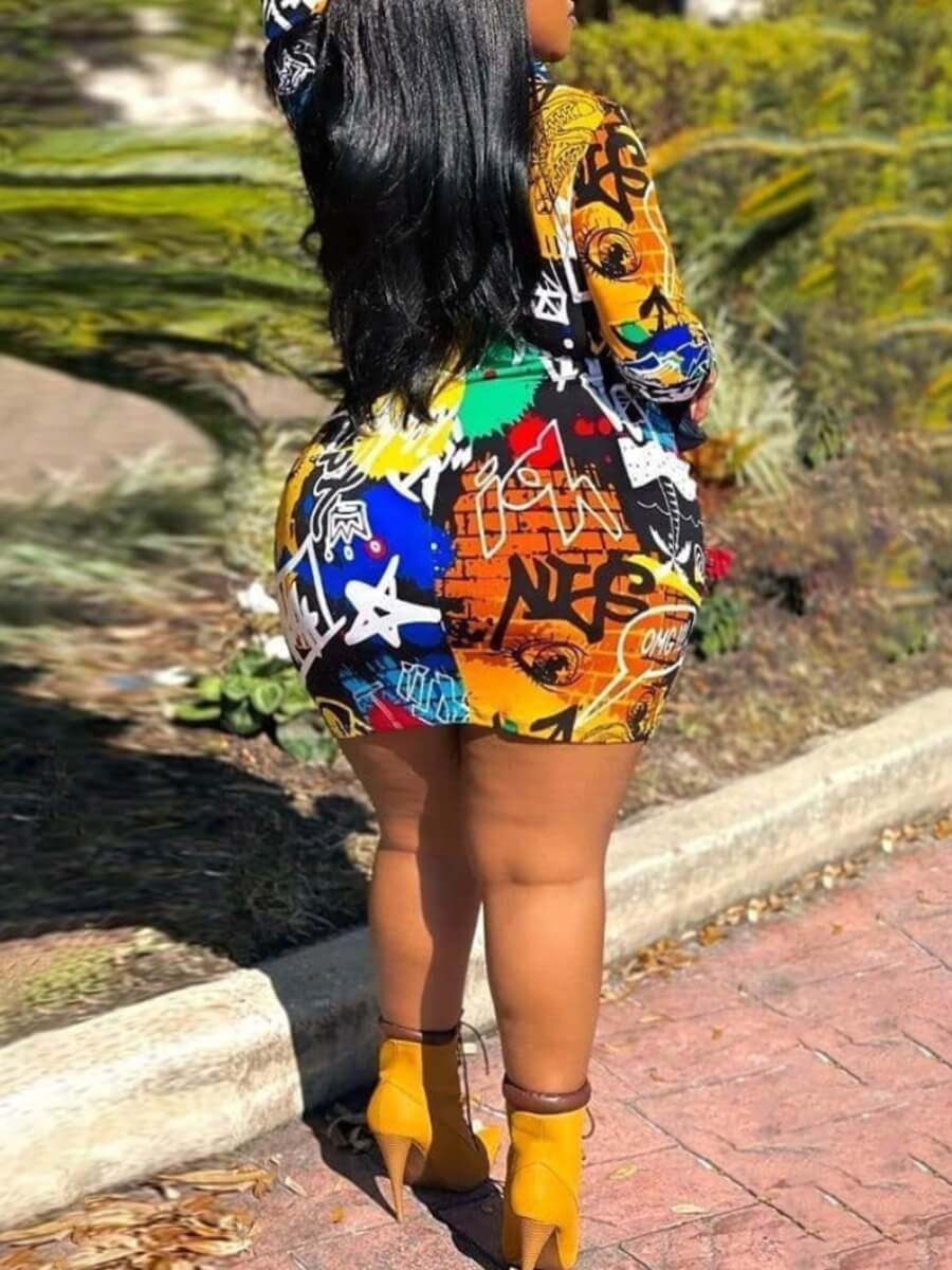 Graffiti Letter Print Dress