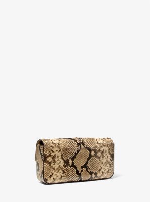 Michael Kors Izzy Studded Python Embossed Leather Clutch Crossbody Bag - Natural
