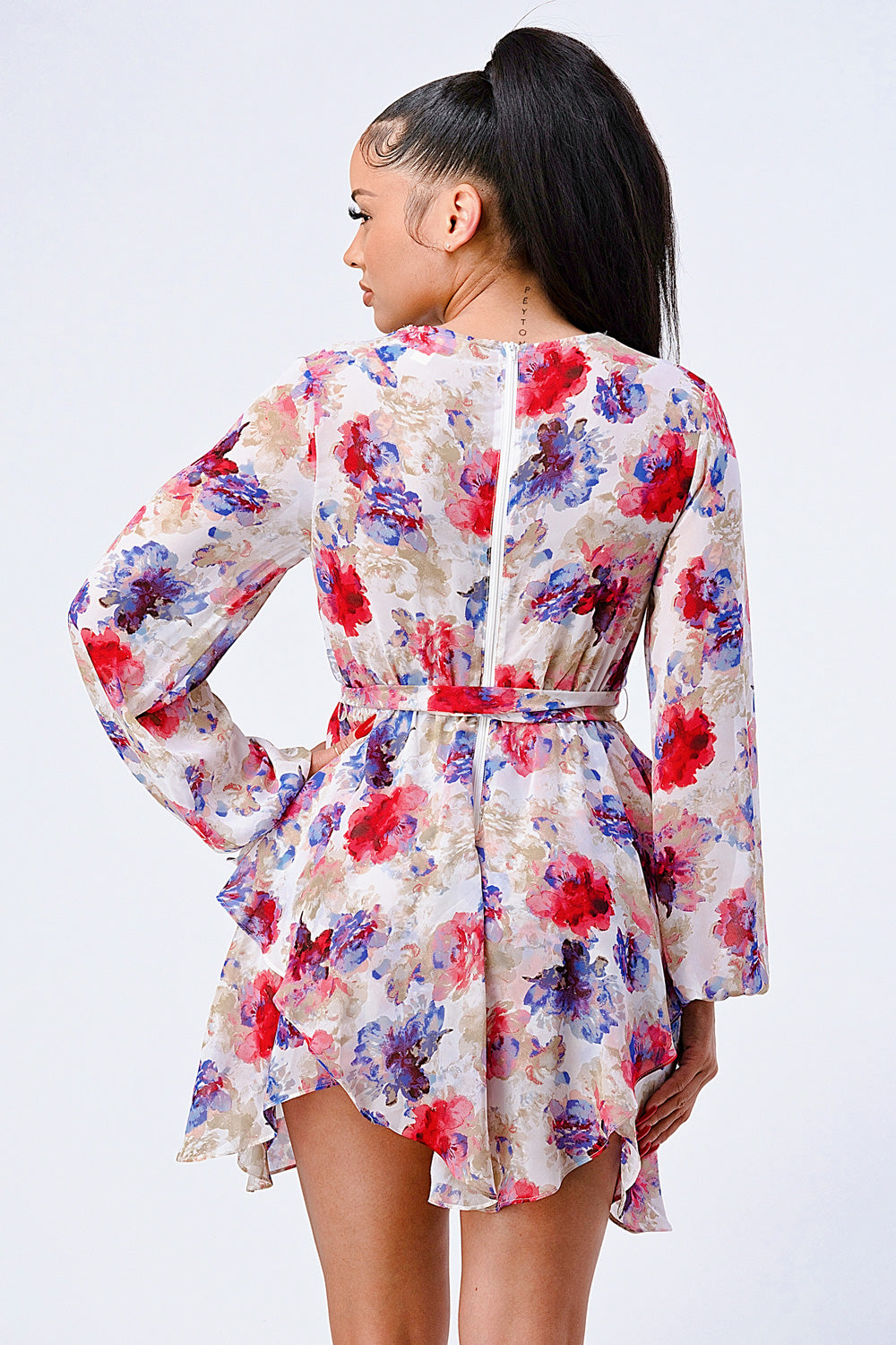Floral Chiffon Tie Wrap Dress