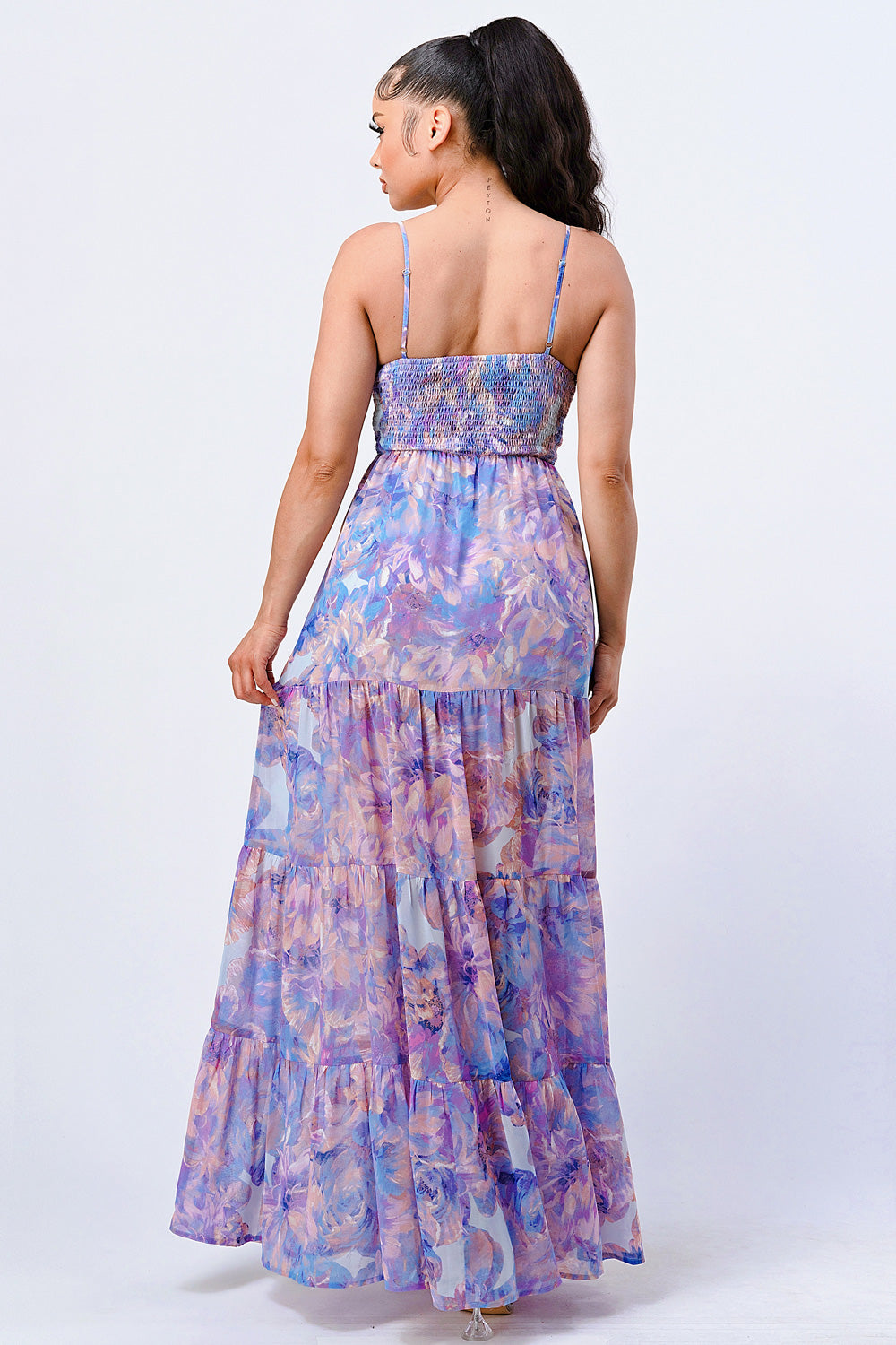 Floral Chiffon Ruffled Dress
