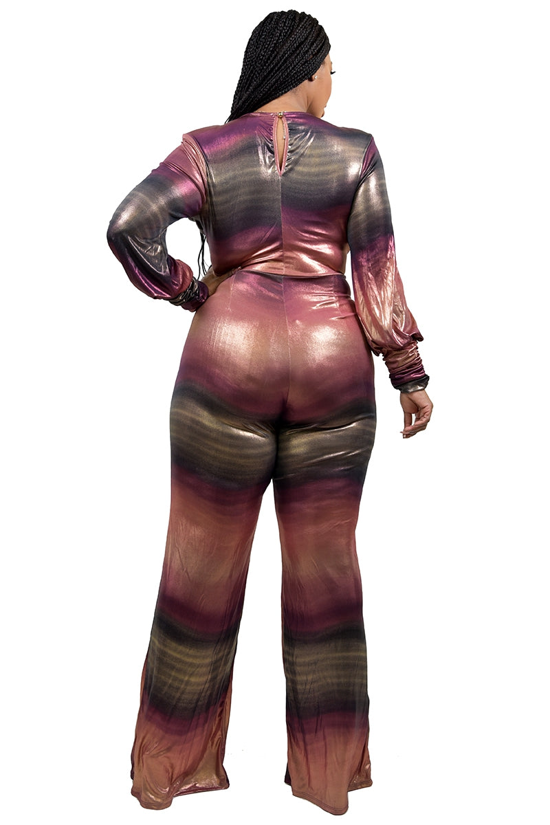 PLUS METALLIC PRINTED JUMPSUIT
