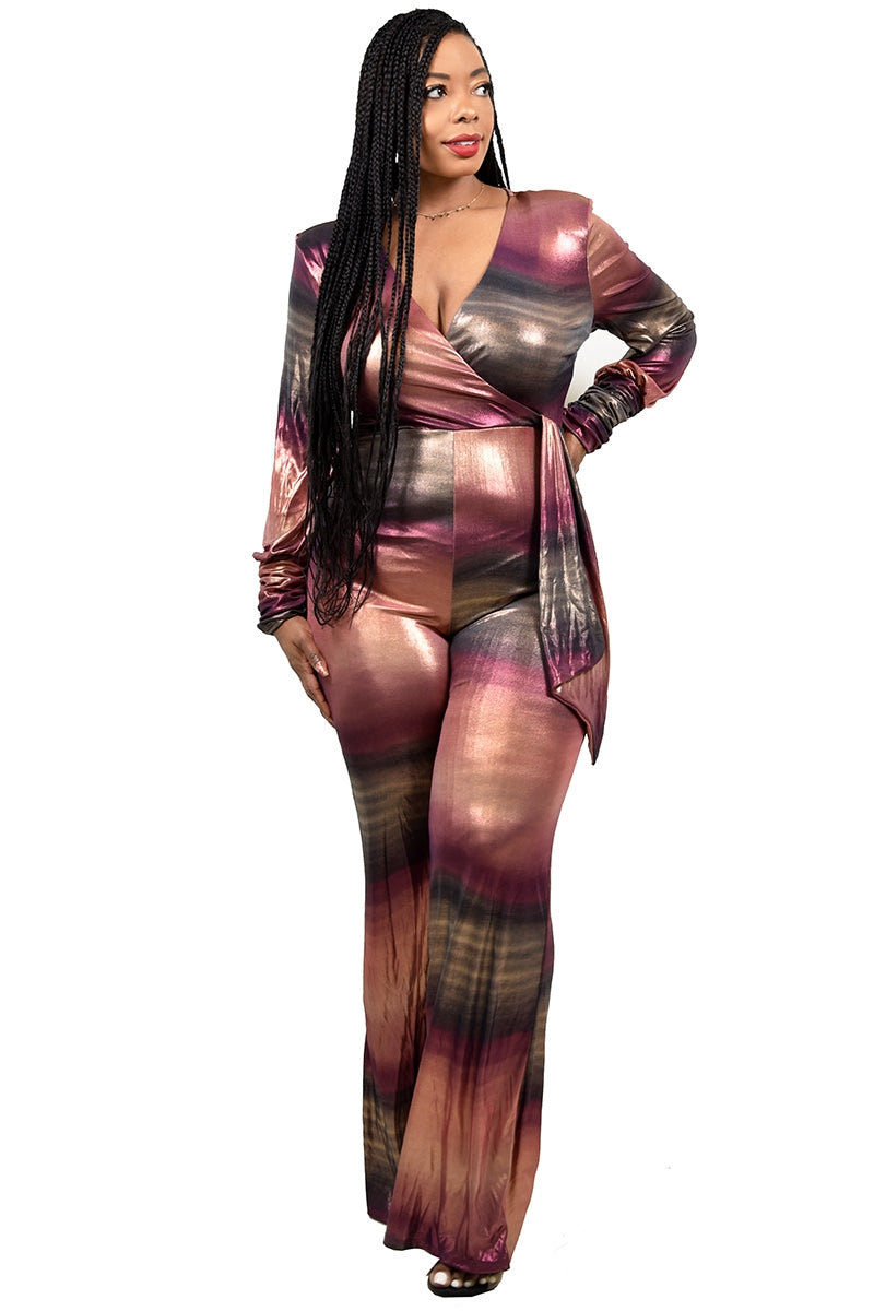 PLUS METALLIC PRINTED JUMPSUIT