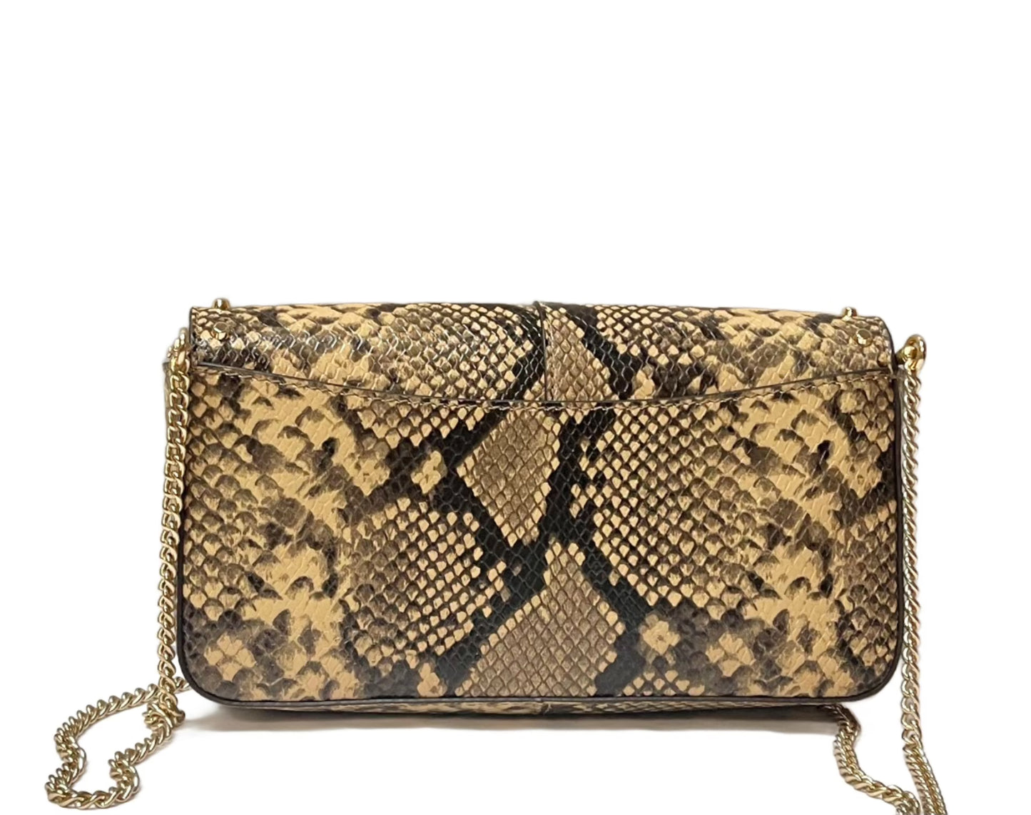 Michael Kors Izzy Studded Python Embossed Leather Clutch Crossbody Bag - Natural