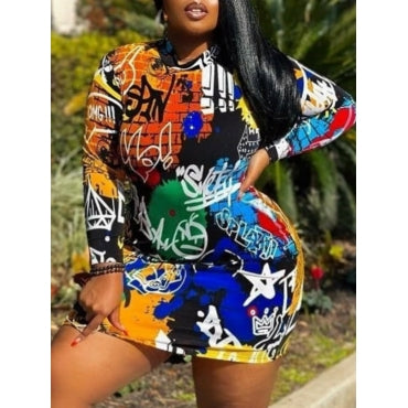 Graffiti Letter Print Dress