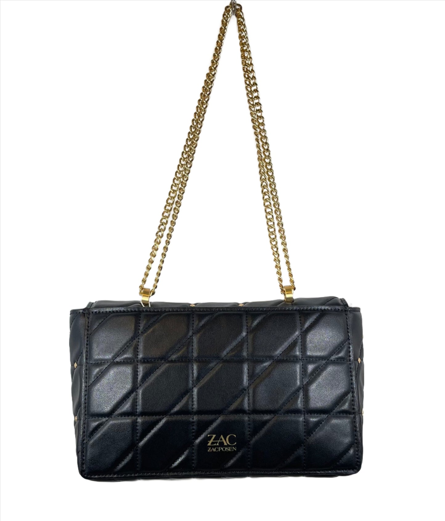 Zac Posen Earthette Leather Jumbo Soft Chain Shoulder Bag Black