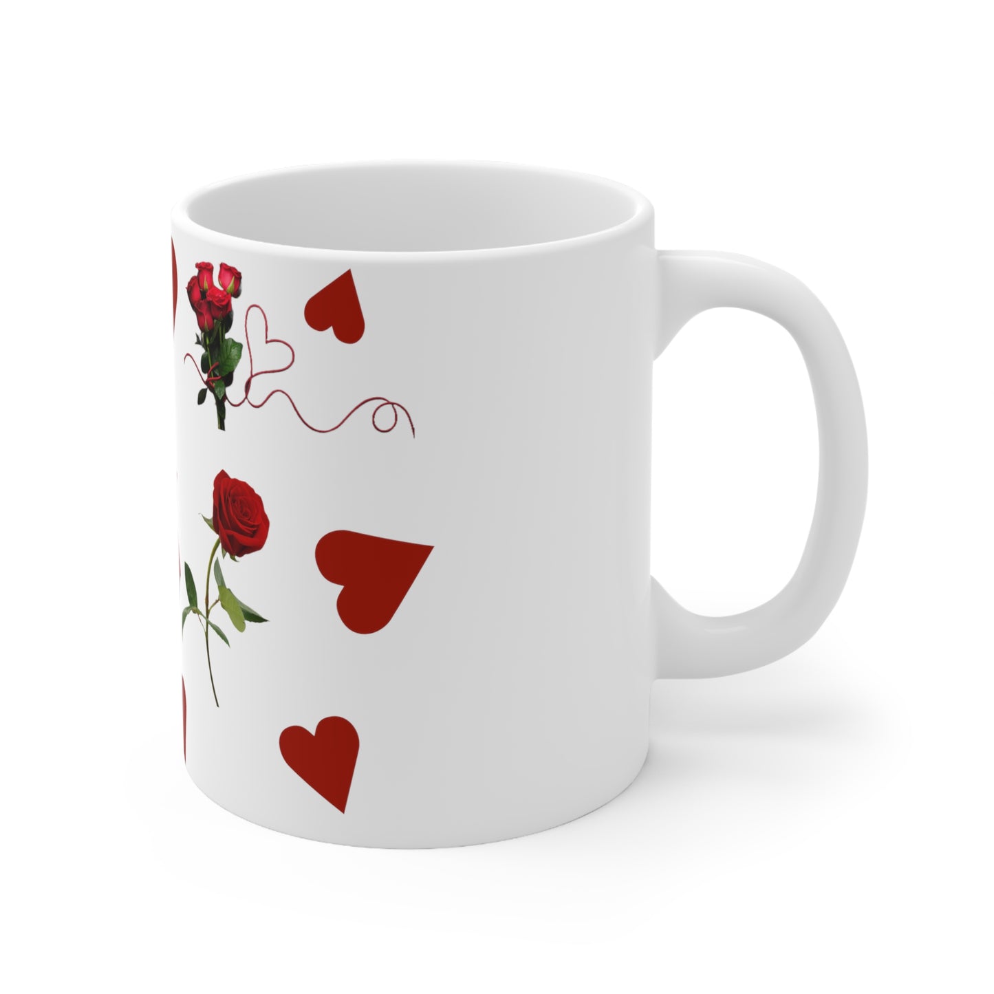 Ceramic Rose and Hearts Mug 11oz