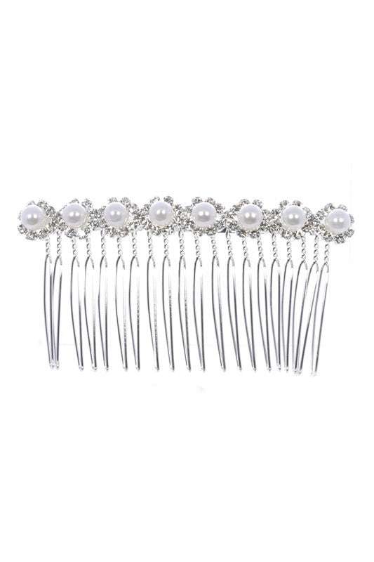 Sunflower Rhinestone Pearls String Comb