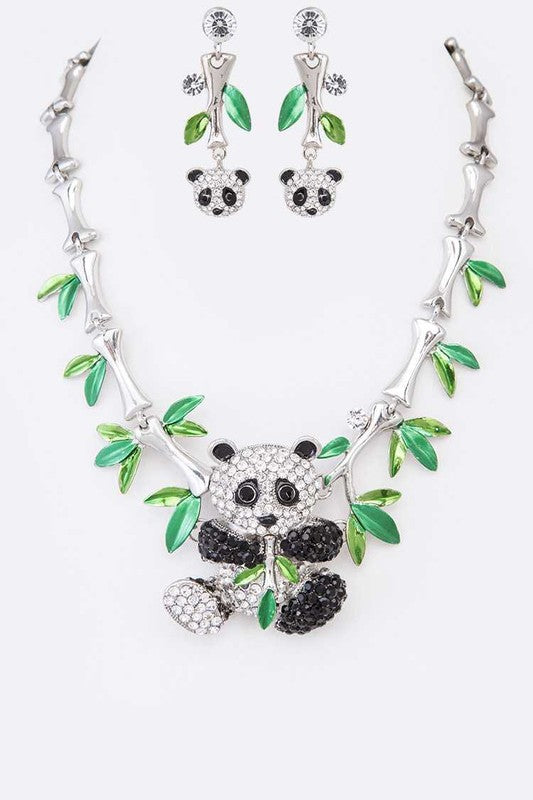 Crystal Panda Iconic Statement Necklace Set