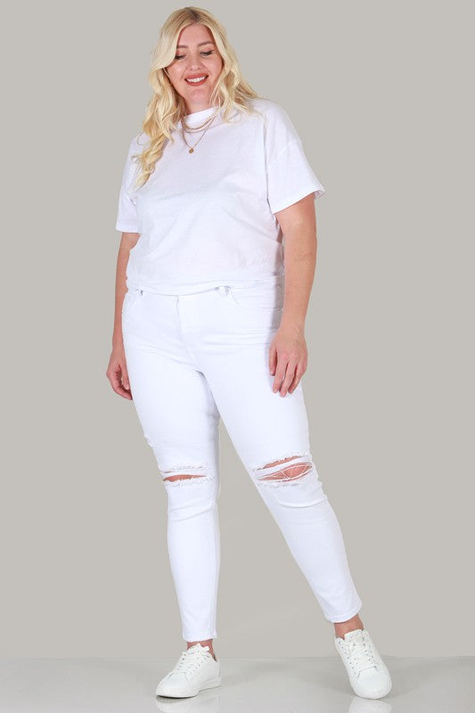 PLUS SIZE SKINNY JEANS WHITE