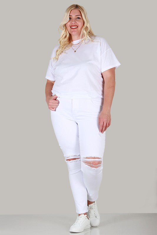 PLUS SIZE SKINNY JEANS WHITE