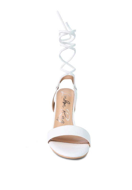 SHEENY CLEAR STILETTO LACE UP SANDAL