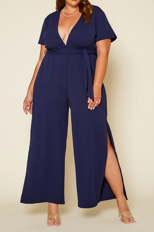 Plus Size Side Slit Jumpsuit