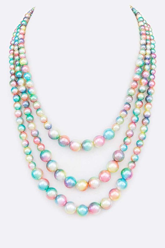 Mix Color Layered Pearl Necklace