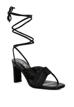 xuxa metallic tie up block heel sandals