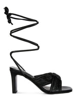 xuxa metallic tie up block heel sandals
