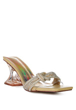 Hiorda Knotted Diamante Strap Spool Heel Sandals
