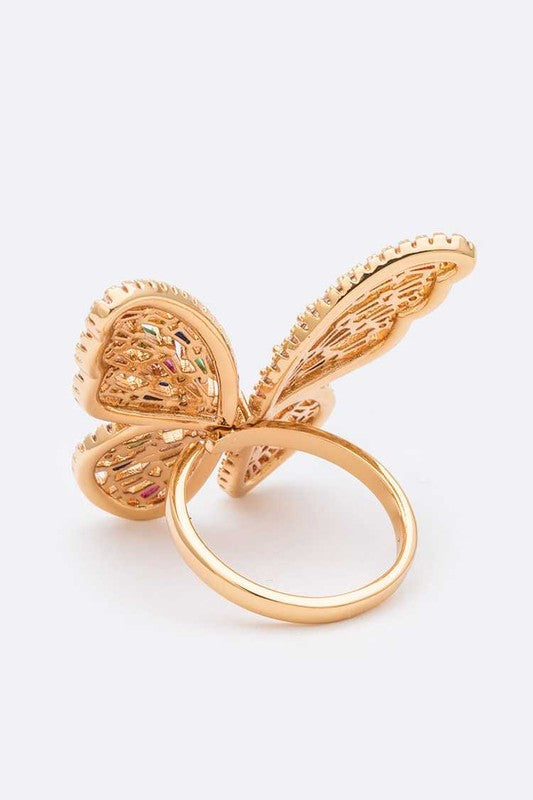 CZ Butterfly Adjustable Fashion Ring