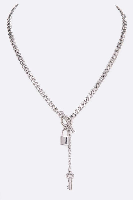 Key And Lock Toggle Stainless Steel Necklace