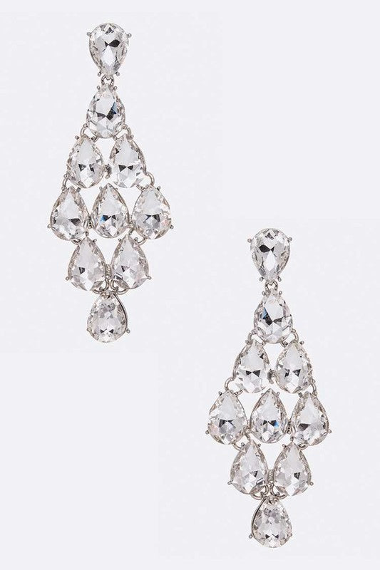 Teardrop Chandelier Bridal Crystal Earrings