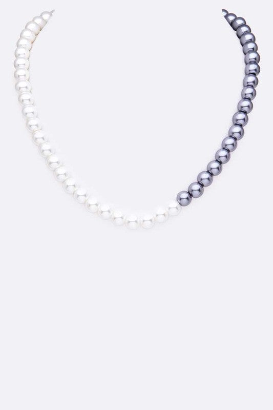 2 Tone Pearl Collar Necklace