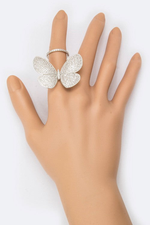 CZ Kinetic Butterfly Ring