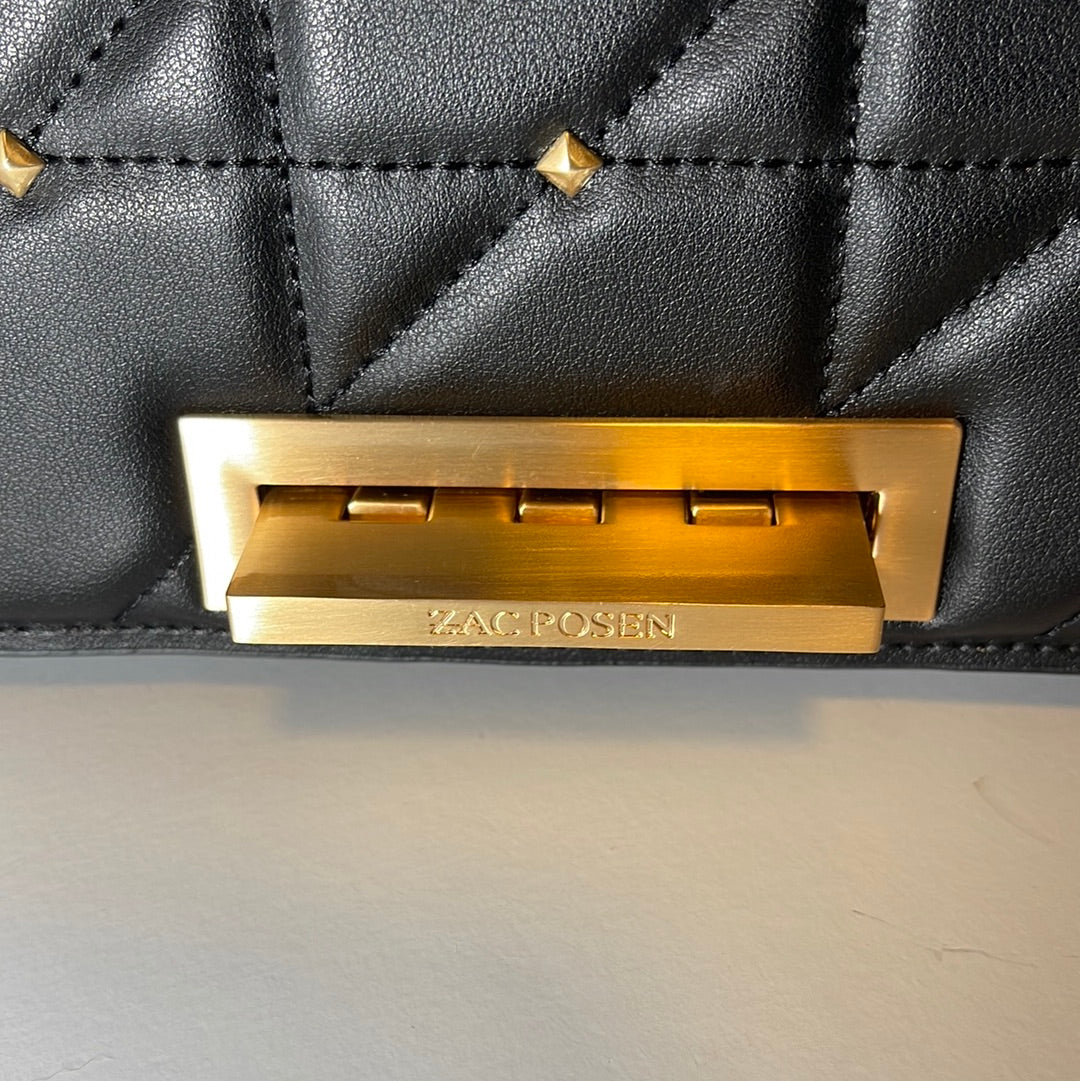 Zac Posen Earthette Leather Jumbo Soft Chain Shoulder Bag Black