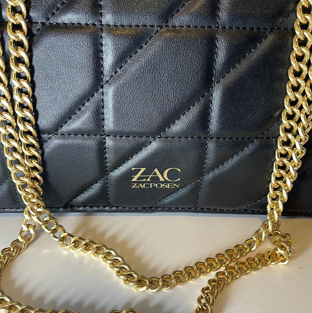 Zac Posen Earthette Leather Jumbo Soft Chain Shoulder Bag Black