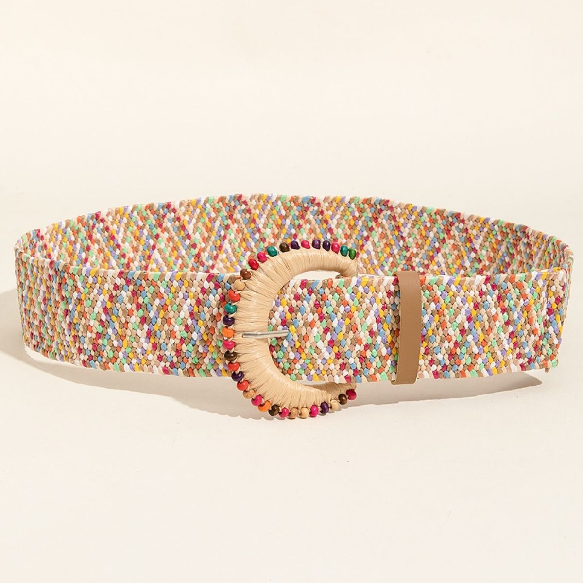 Multicolored Polypropylene Bead Buckle Belt