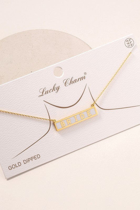 BRIDE Tag Charm Necklace