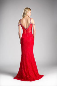 Beaded Lace Dress Red