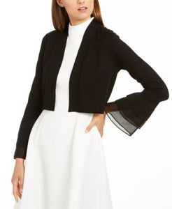Chiffon Tier-Sleeve Sweater Dress Black