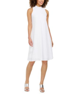 Tie-Neck Mini White Dress