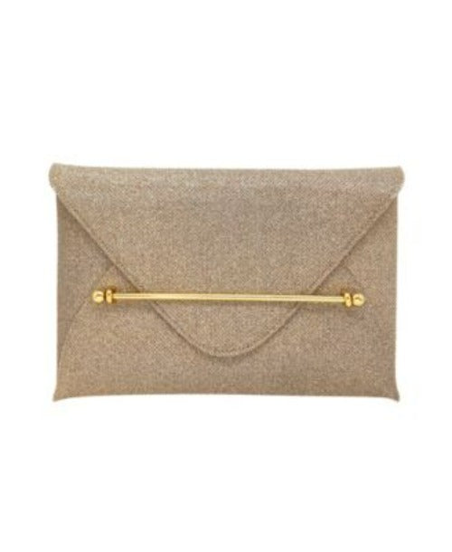La Regale Sparkle Jacquard Envelope Clutch with Bar Detail