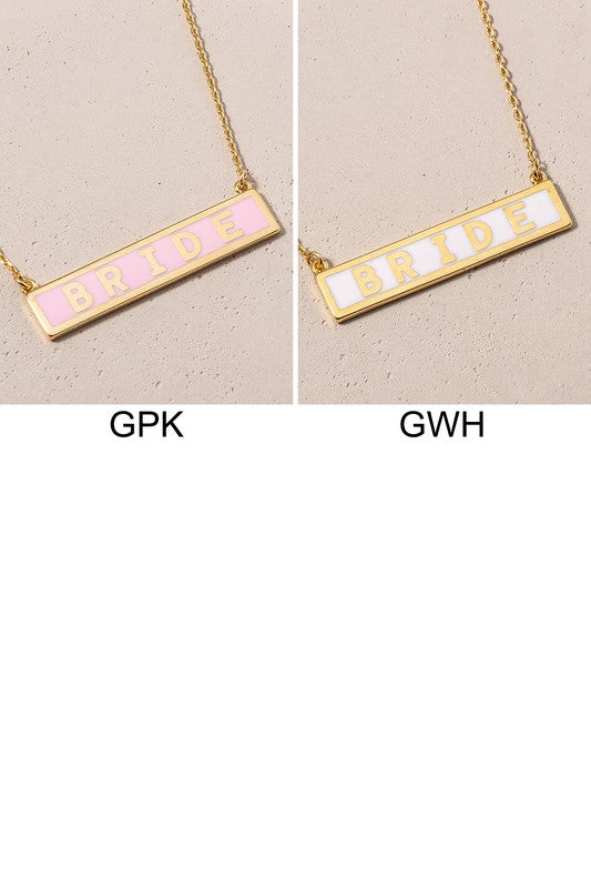 BRIDE Tag Charm Necklace