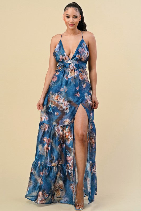 High Split Floral Maxi Dress