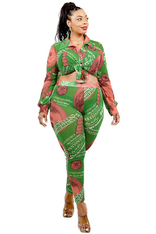 PLUS DOLLAR BILL MESH PRINT SET