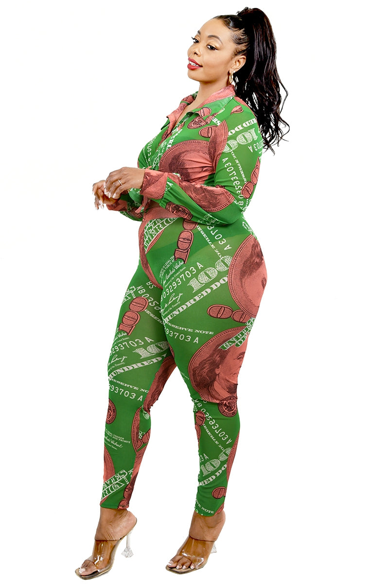 PLUS DOLLAR BILL MESH PRINT SET
