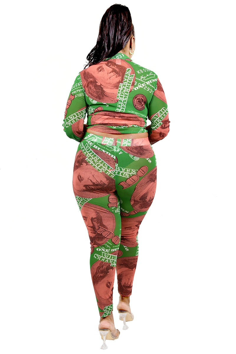 PLUS DOLLAR BILL MESH PRINT SET