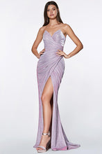 Strapless slit gown and sparkle glitter dress