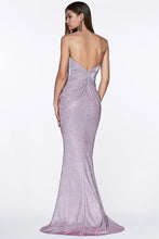Strapless slit gown and sparkle glitter dress