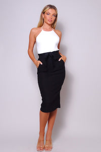 High Waisted Midi Skirt Black