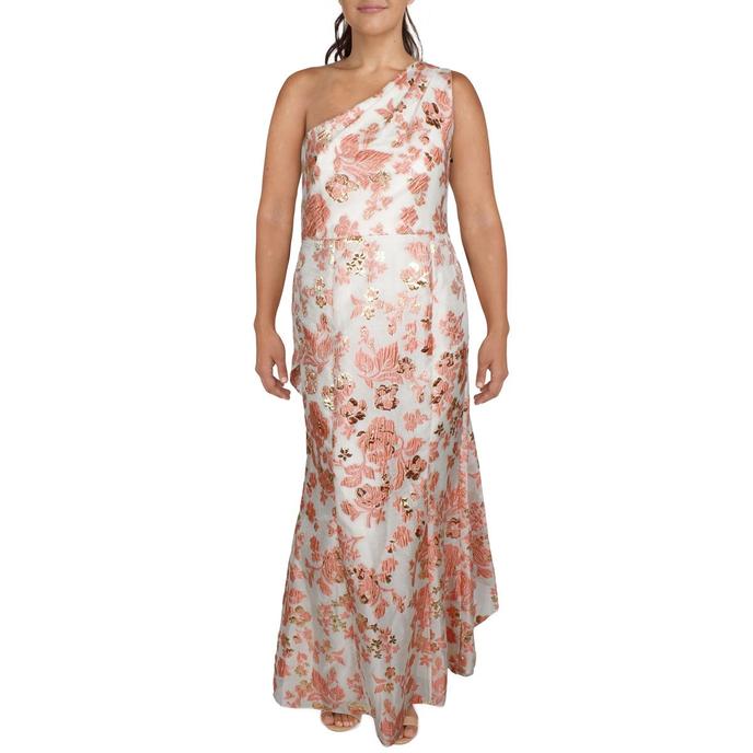 Adrianna Papell Jacquard Formal Dress Orange Floral 16